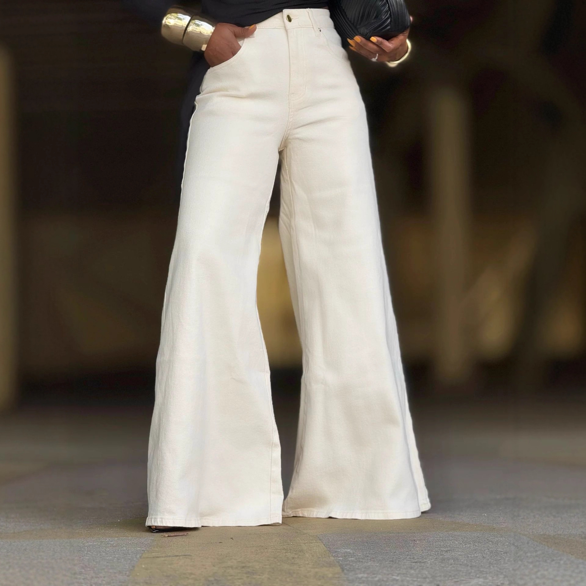 Casual White Flared Women's Jeans