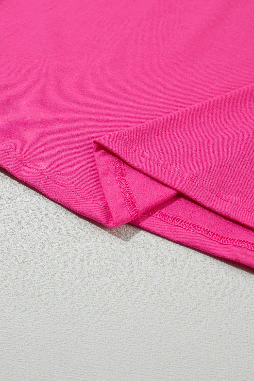 Sachet Pink Solid Color Basic Crew Neck Plain Tee