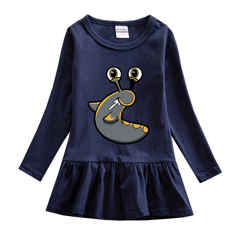 Girls' round neck cotton dress