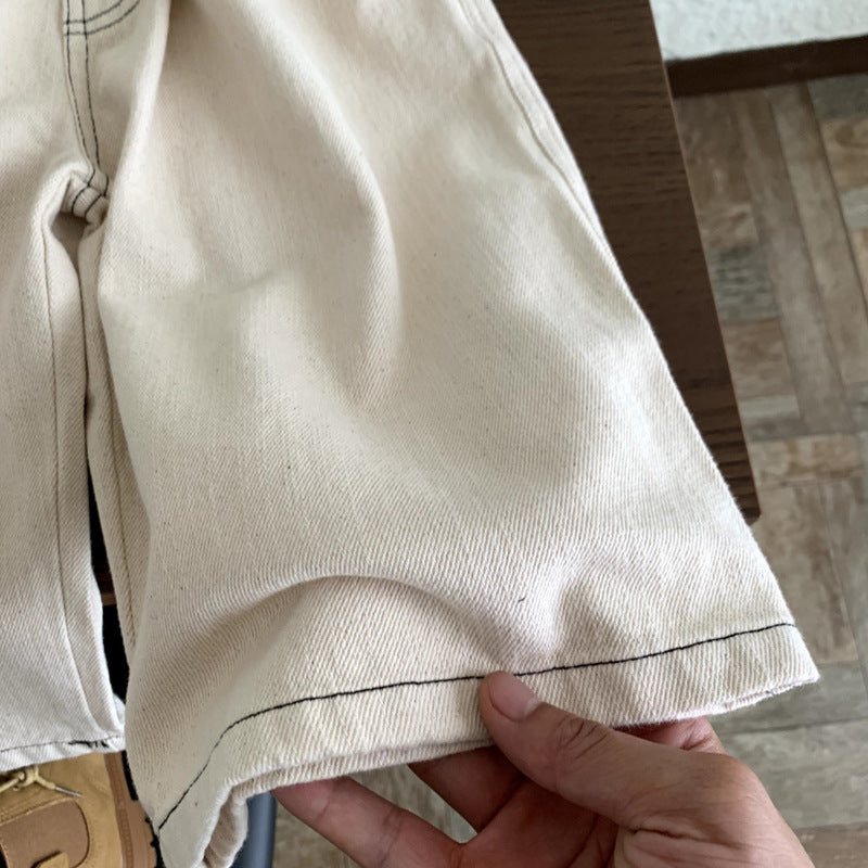 Wide leg curved knife pants for girls loose pants