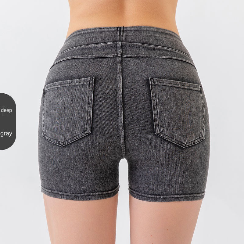 Spring/Summer New High Waist and Hip Lifting Yoga Cowboy Shorts for Women, High Elasticity, Slimming and Abdominal Compression, Sports Outerwear, Fitness Three Part Pants