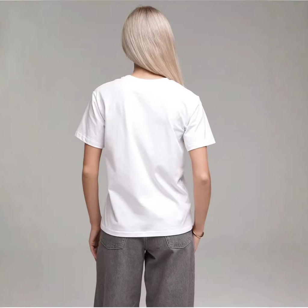 Persimmon pattern round neck loose short sleeved top for women