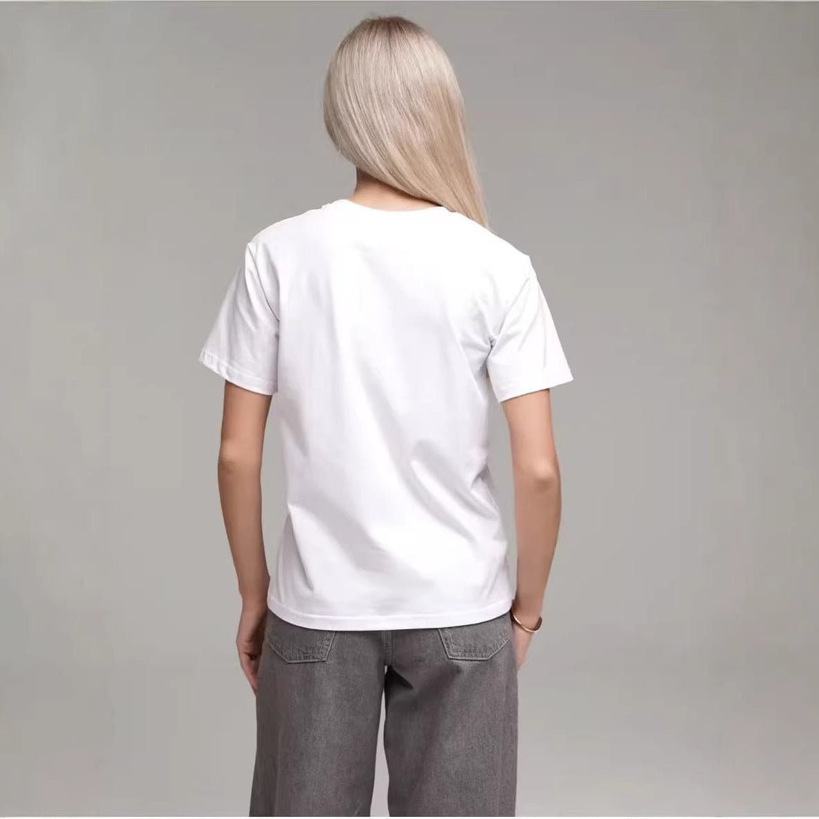 Persimmon pattern round neck loose short sleeved top for women
