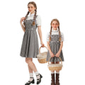 Vintage Mother-Daughter Matching Outfits Summer Black and White Checkered Overall Dress Set French Countryside Photo Shoot Mother-Daughter