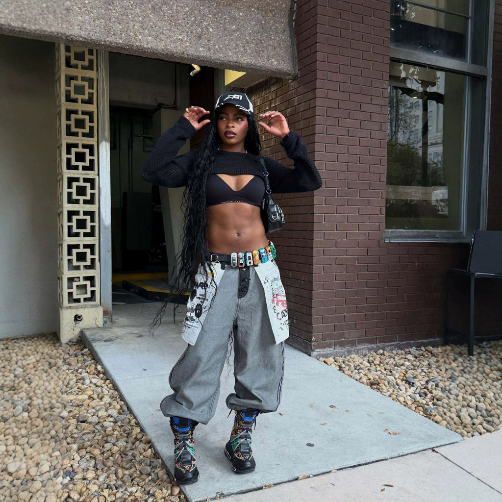Streetwear Unique Reversible Large Pocket Printed Jeans