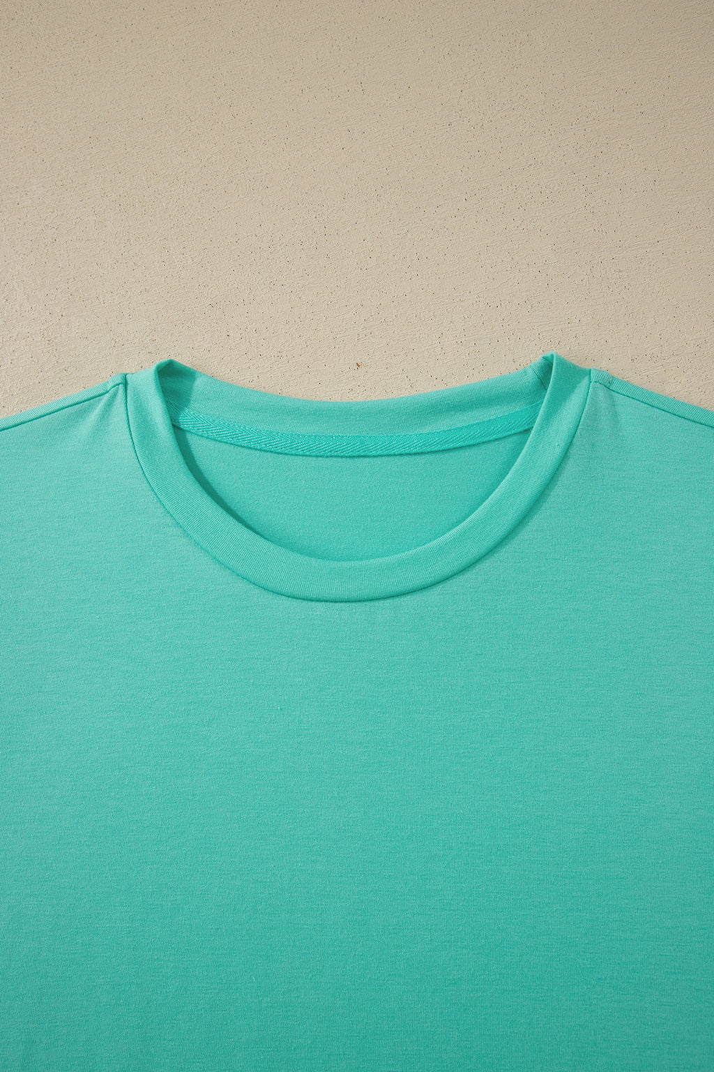 Sachet Pink Solid Color Basic Crew Neck Plain Tee