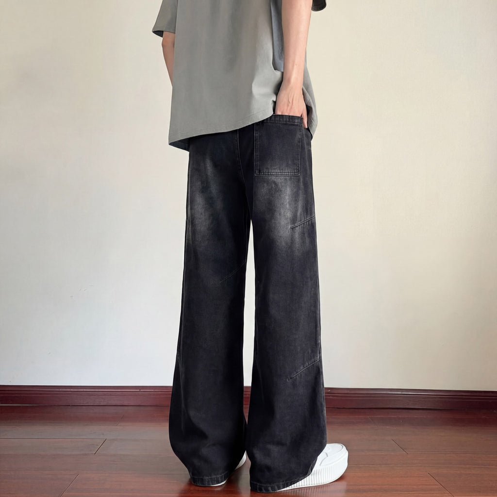 Men's Wide Leg Floor-Length Lightweight Breathable Slim-Fit Casual Trousers
