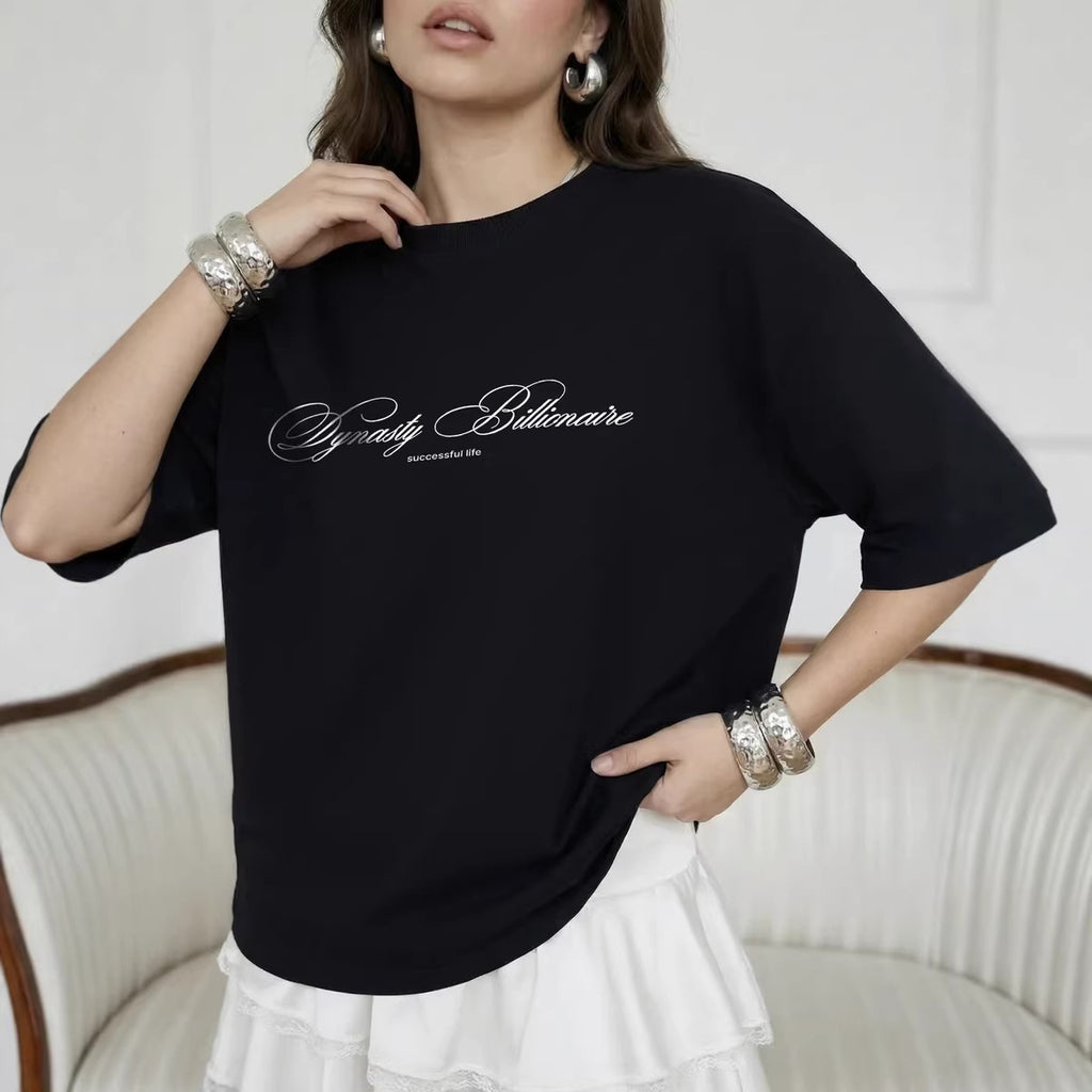 Printed loose short sleeved T-shirt top
