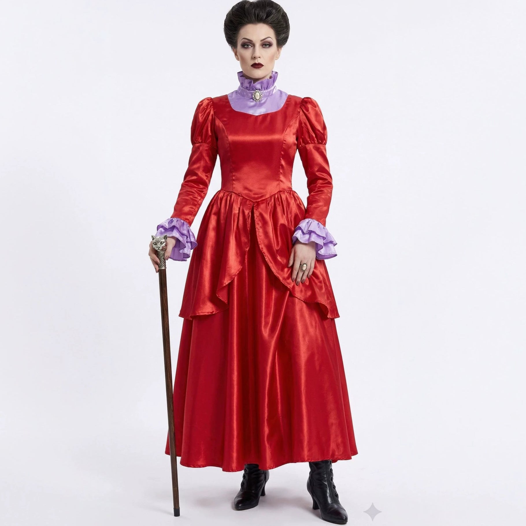 Halloween Queen Cosplay Costume Adult Alice in Wonderland Queen of Hearts Court Long Dress