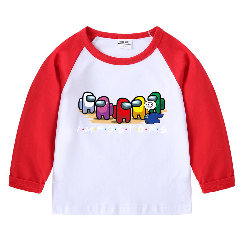 Children's round neck cartoon long sleeved shirt