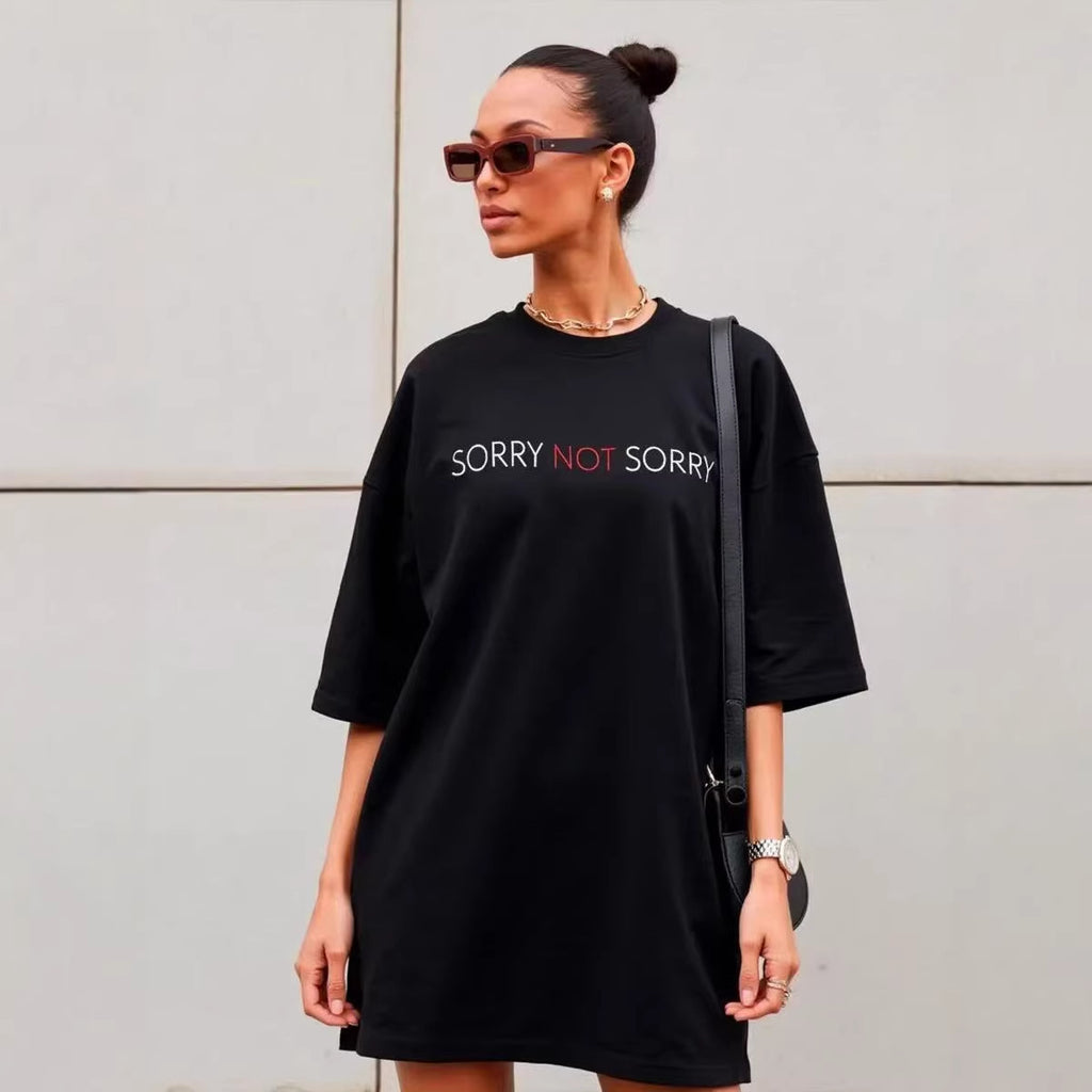 Letter printed loose short sleeved T-shirt for women