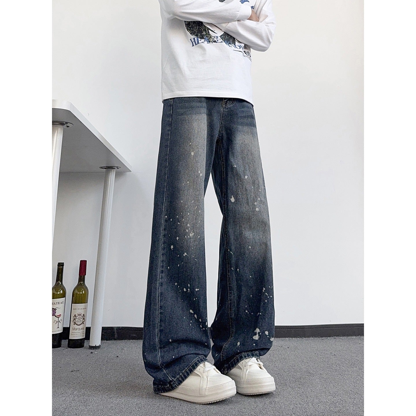 Paint Knife-Style Denim Pants for Men