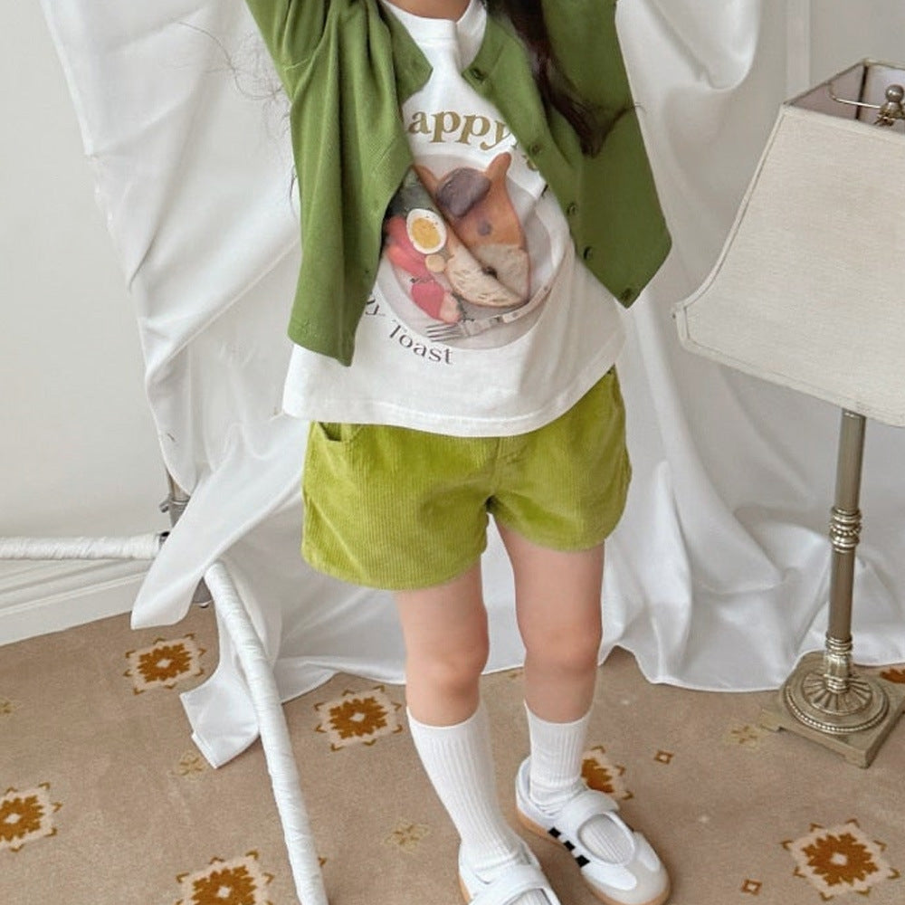 Corduroy Shorts for Girls, Stylish Hot Pants for Kids, Casual Pants for Boys