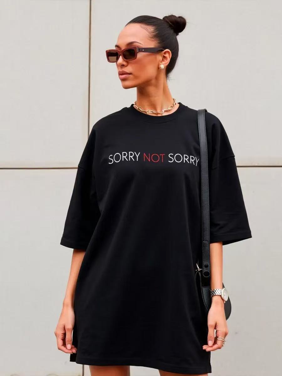 Letter printed loose short sleeved T-shirt for women