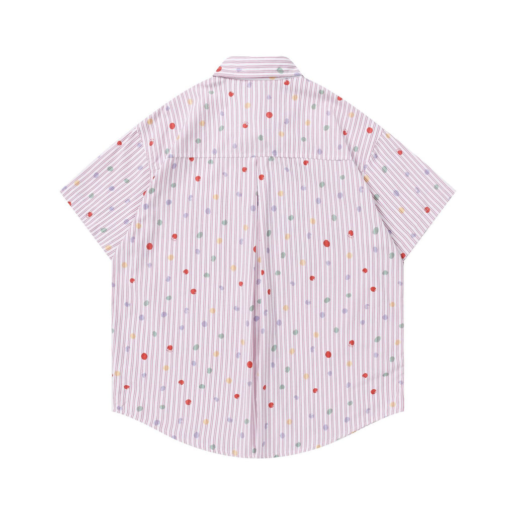 Colorful polka dot vertical stripe short sleeved shirt