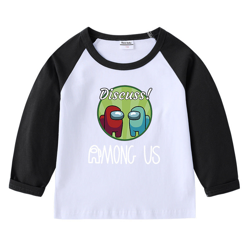 Children's T-shirt round neck cartoon long sleeved top