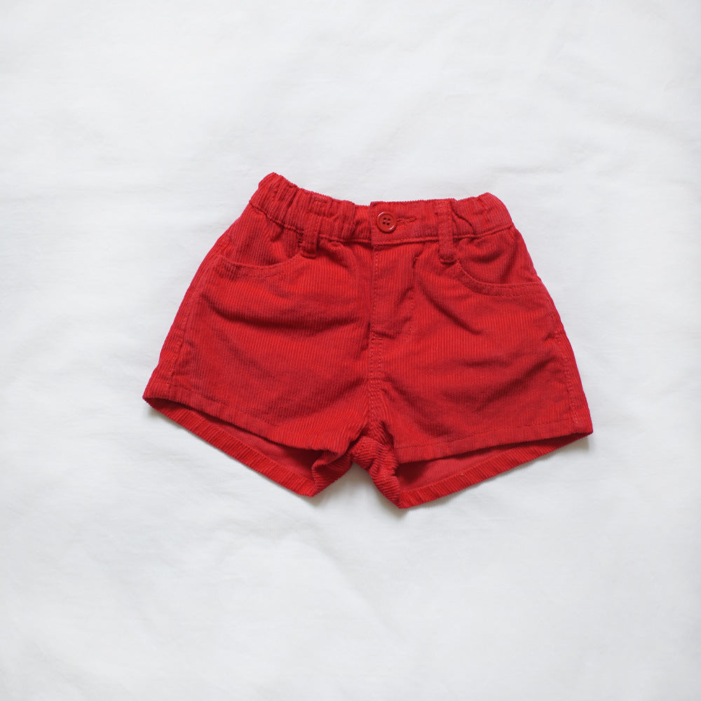Corduroy Shorts for Girls, Stylish Hot Pants for Kids, Casual Pants for Boys