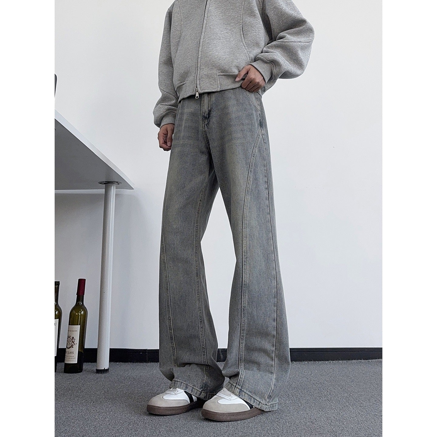 Jeans Men's Trendy Cool Vibe Pants Slim Straight Leg Slightly Flared Trousers