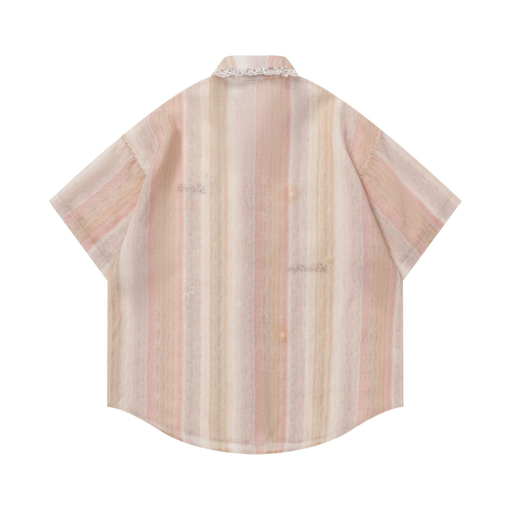 Embroidered gradient short sleeved shirt