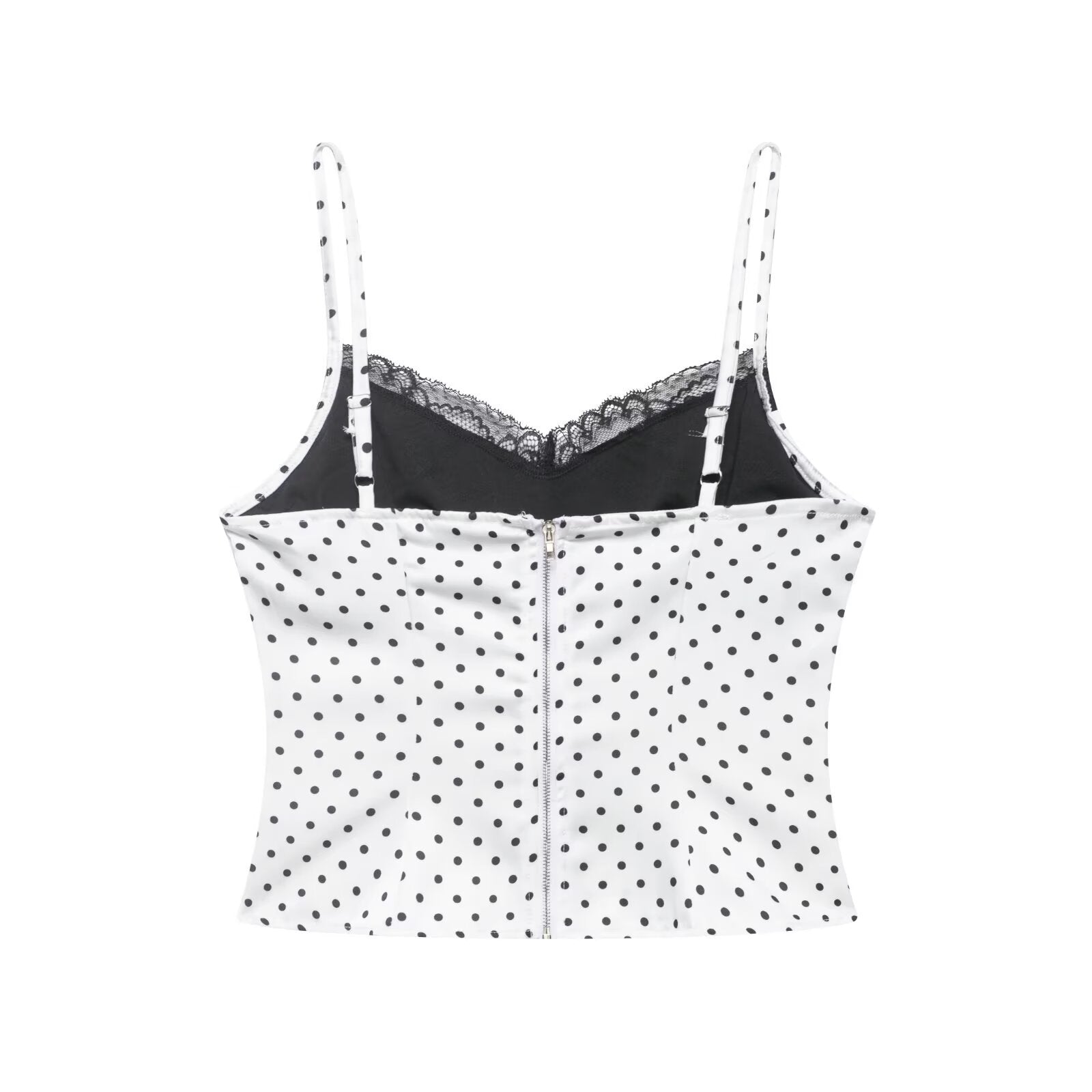 Lace patchwork polka dot camisole base vest