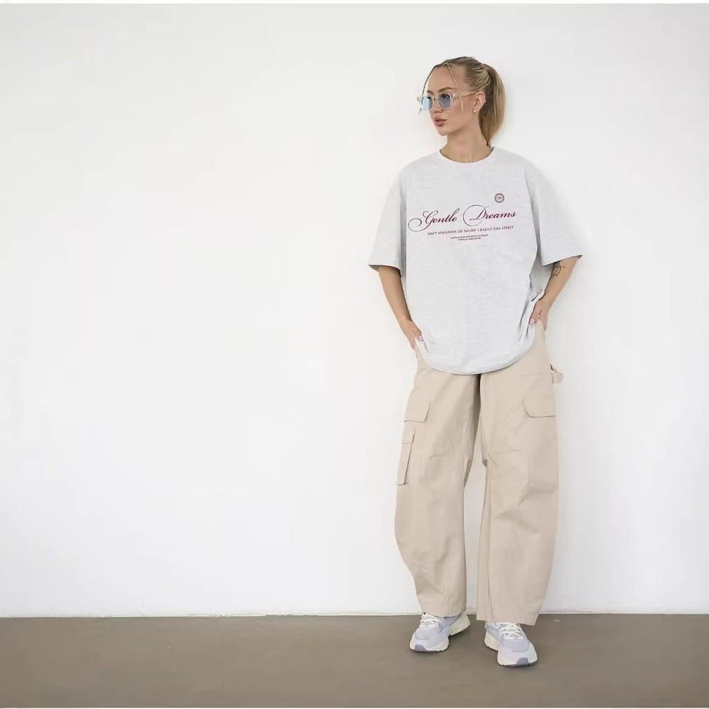 Loose letter short sleeved top for women
