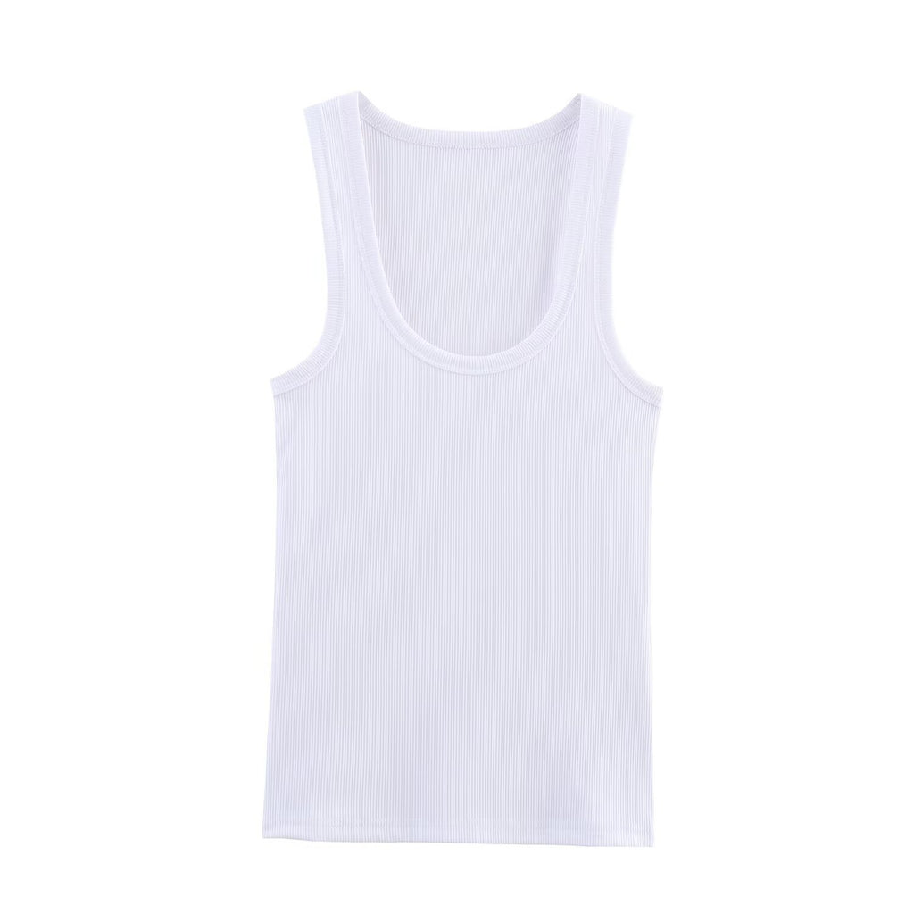 Tight fitting round neck tank top