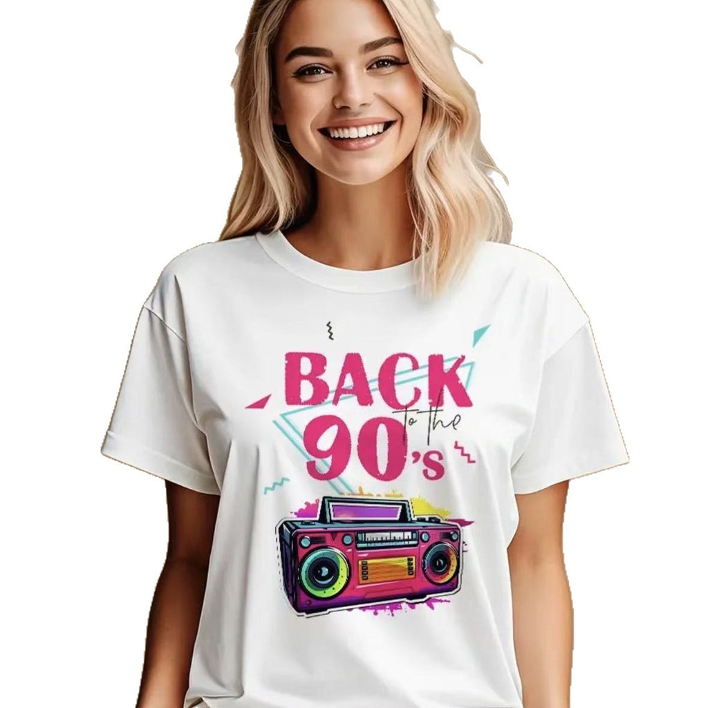 Round neck loose short sleeved top for women