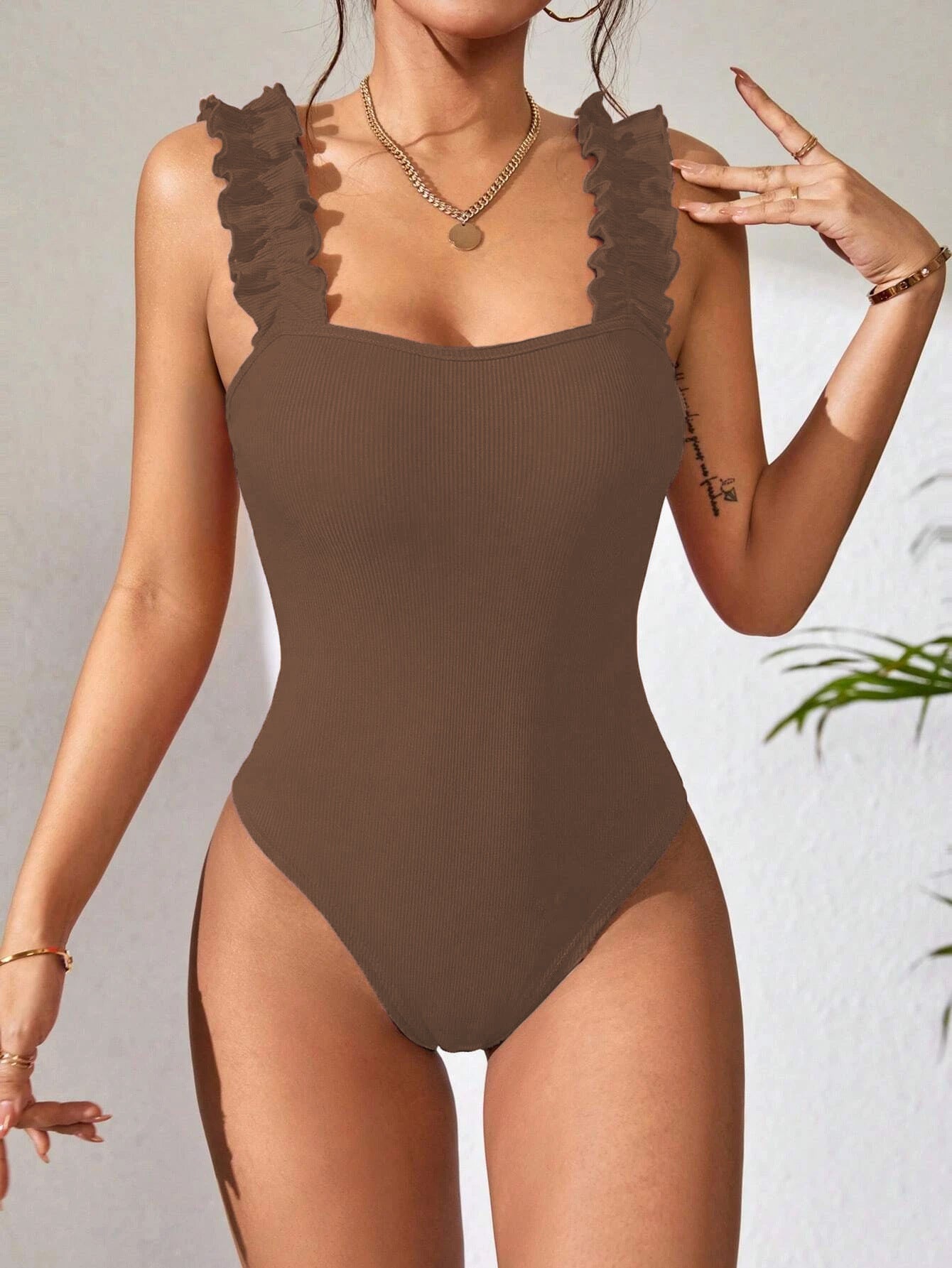 Style Solid Color Sleeveless Strapless Knit Bodysuit