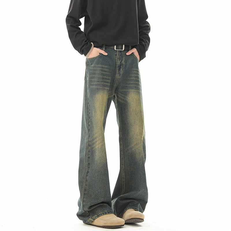 Vintage Distressed Denim Pants Men