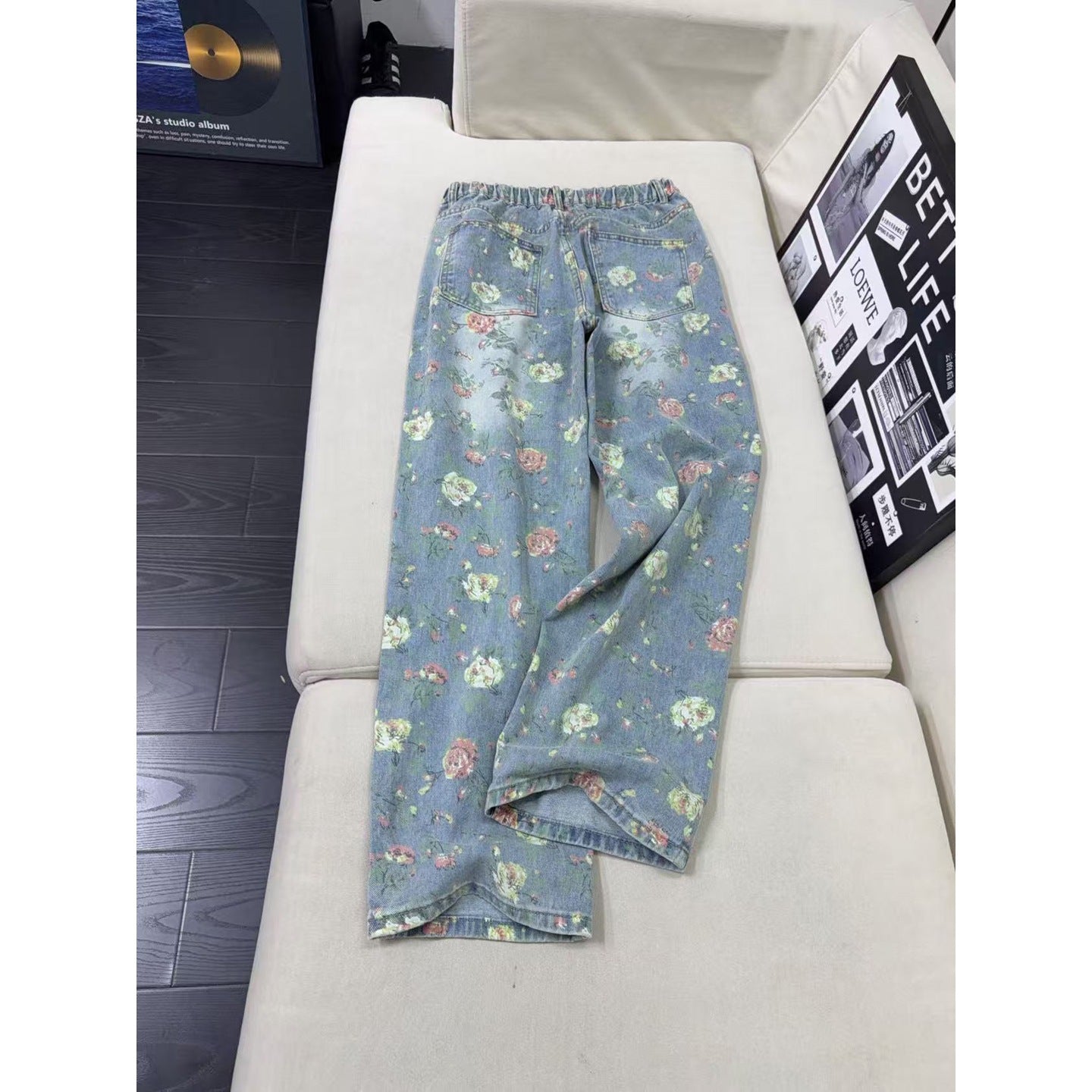 All-Over Floral Ripped Jeans for Men and Women