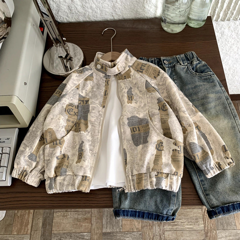 Children's versatile stand up collar cardigan jacket