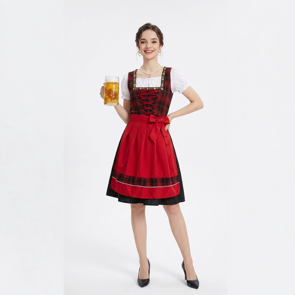 German Bavarian Traditional Dirndl Dress Beer Festival Maid Costume Cosplay Stage Performance Outfit