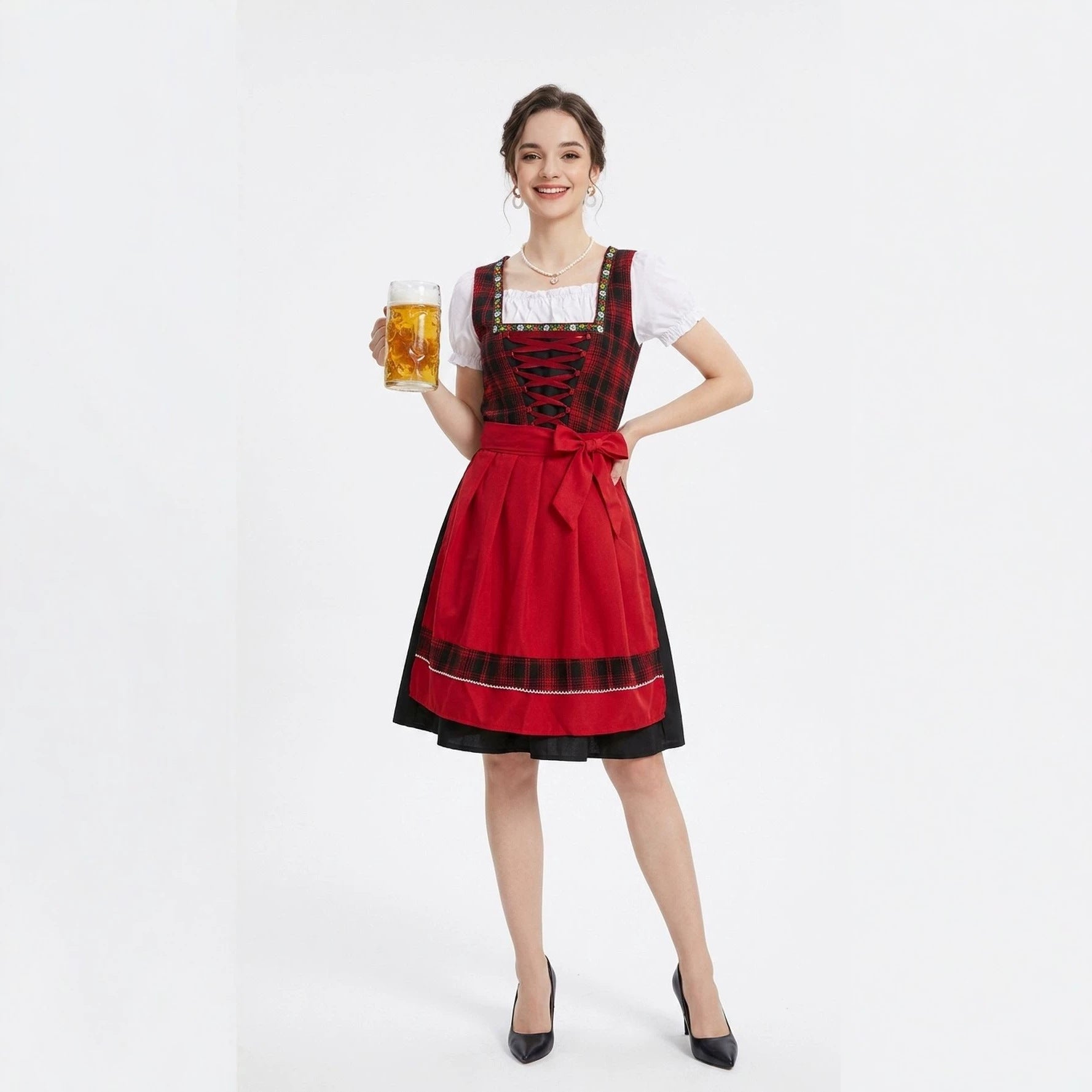 German Bavarian Traditional Dirndl Dress Beer Festival Maid Costume Cosplay Stage Performance Outfit