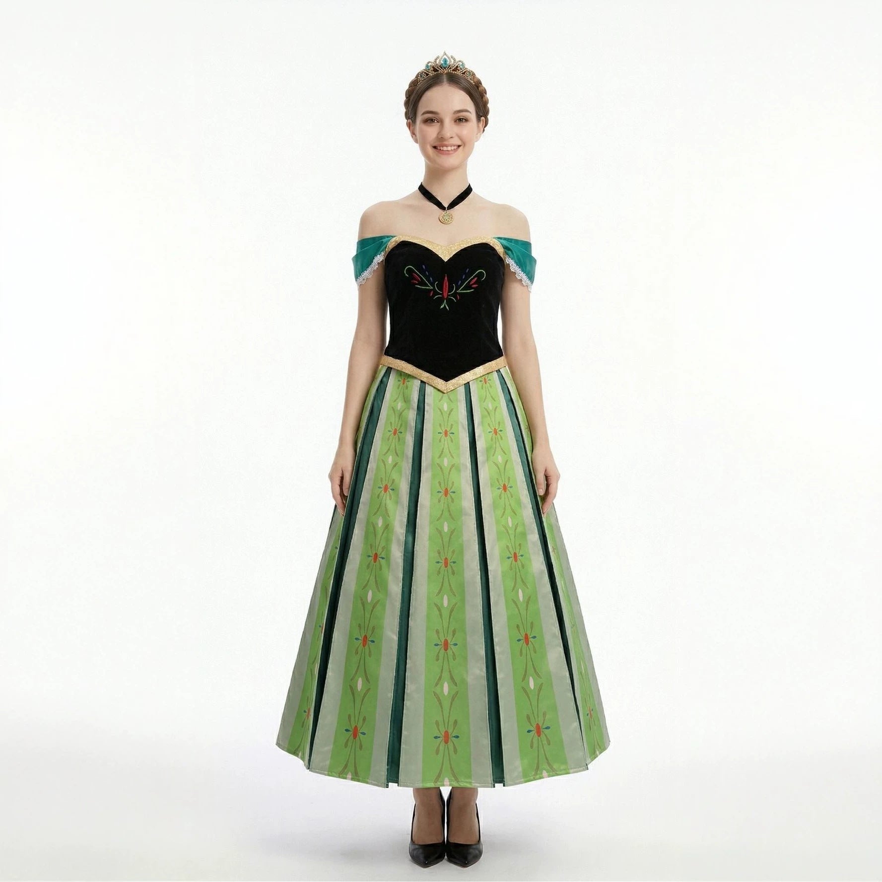 Frozen Anna Princess Dress Coronation Gown Anime Cosplay Costume Cartoon Autumn
