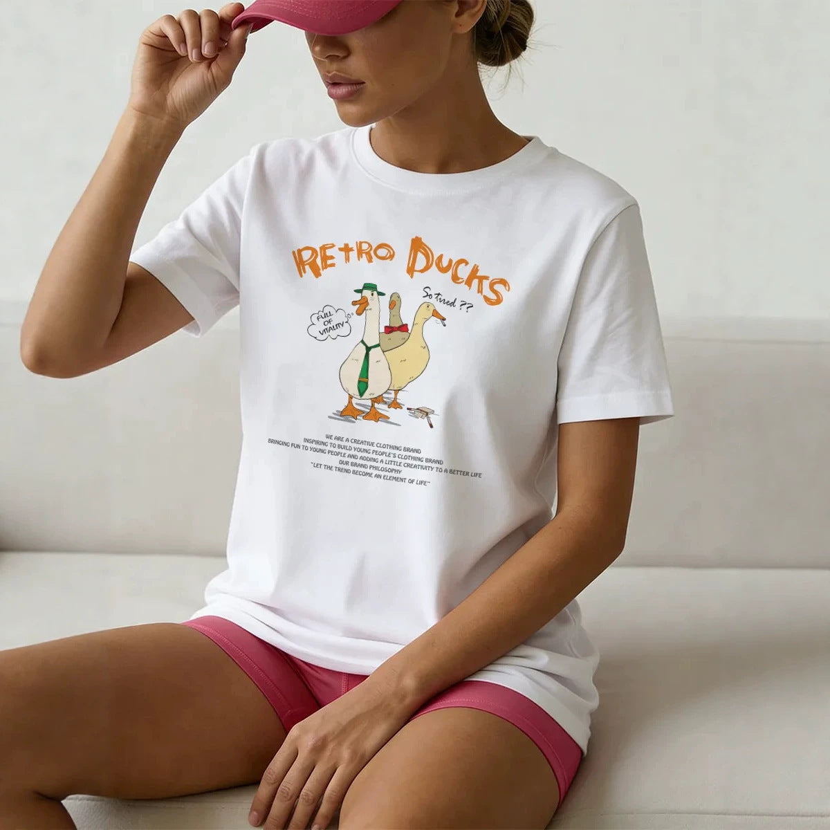 Duck print short sleeved T-shirt for women