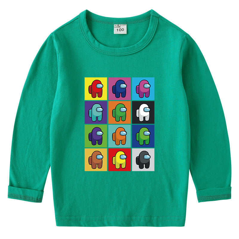 Children's cotton T-shirt round neck base long sleeved top