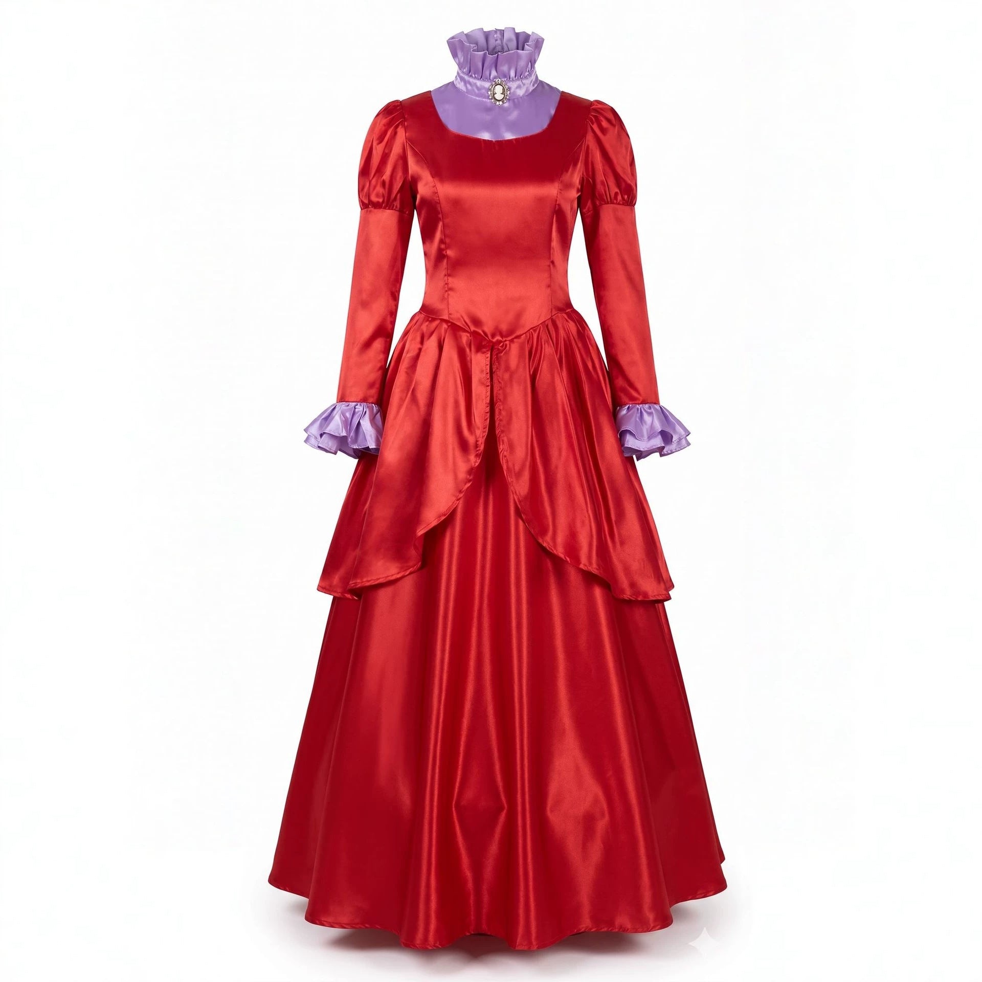 Halloween Queen Cosplay Costume Adult Alice in Wonderland Queen of Hearts Court Long Dress