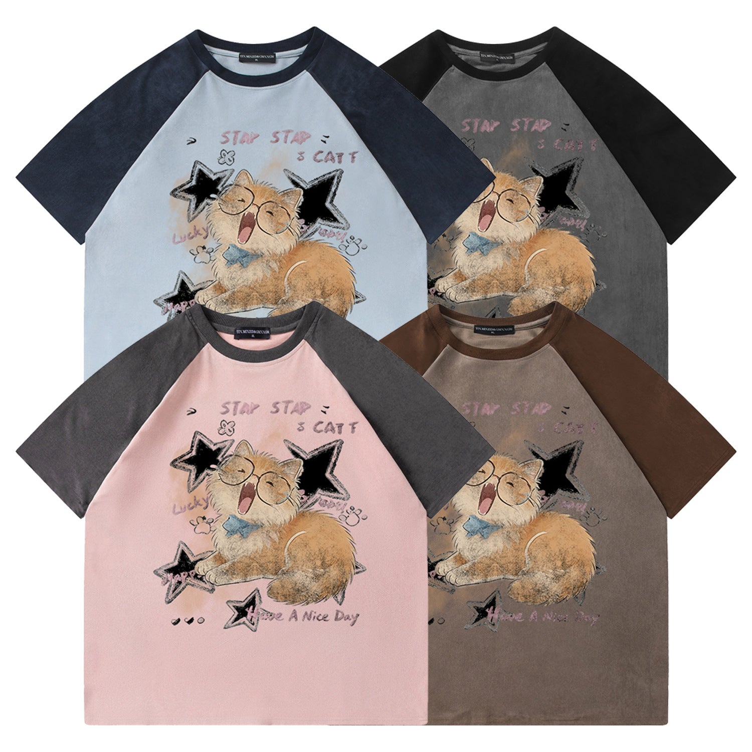 Funny Eyes Orange Cat Short Sleeve