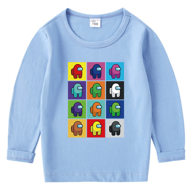 Children's cotton T-shirt round neck base long sleeved top