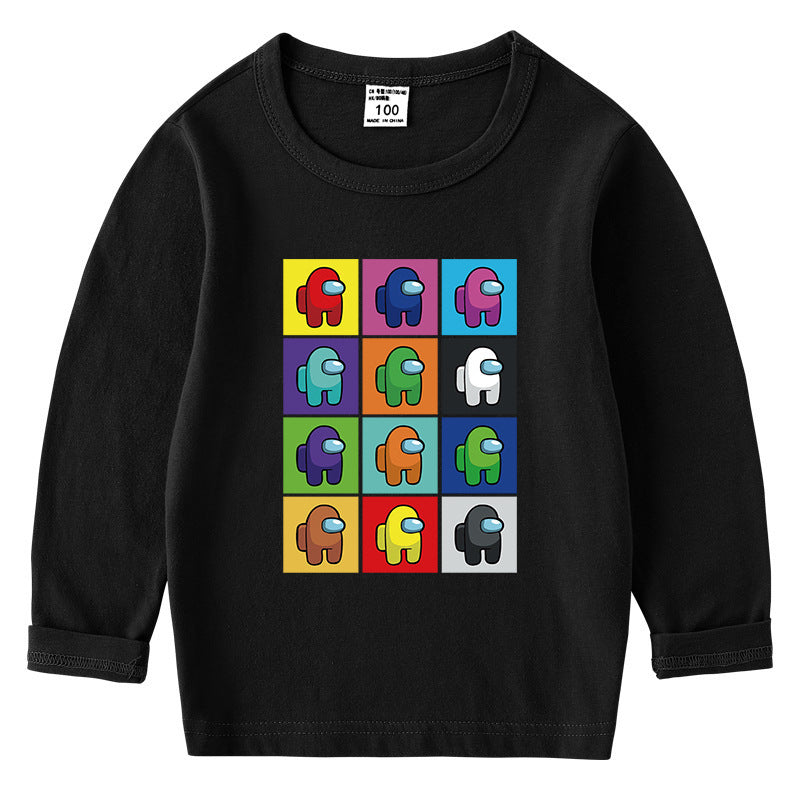 Children's cotton T-shirt round neck base long sleeved top