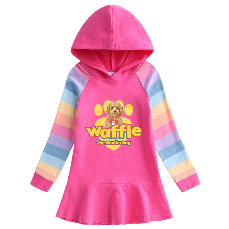 Cotton Cartoon Rainbow Girls' Dress