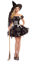 Halloween Costume Adult Witch Cosplay Dress Black and White Tulle Puffy Short Skirt