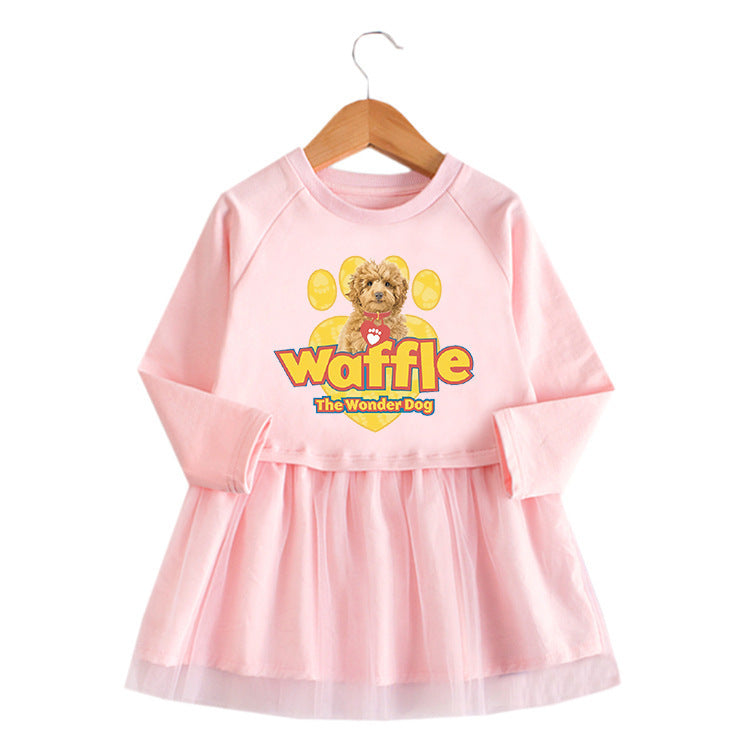 Girl's cartoon long sleeved dress