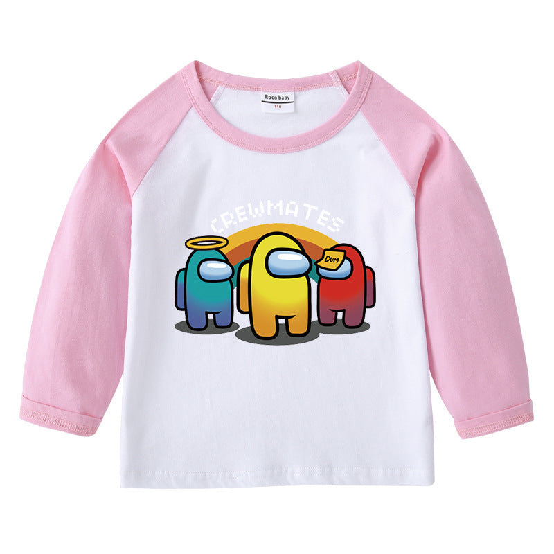 Children's T-shirt with round neck and long sleeved base