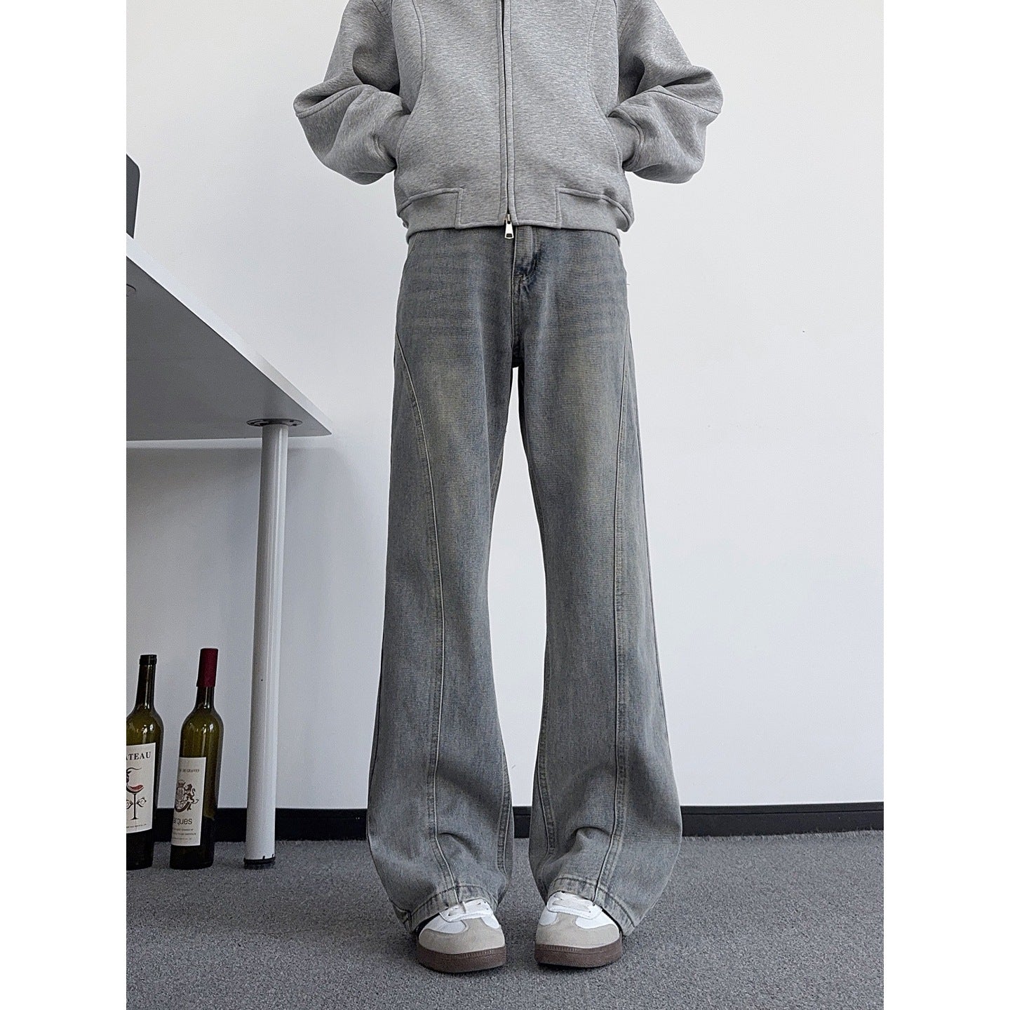 Jeans Men's Trendy Cool Vibe Pants Slim Straight Leg Slightly Flared Trousers