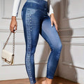Denim-style Fitness Pants for Women High Waist Slimming Butt-Lifting Elastic Running Yoga Casual Trousers