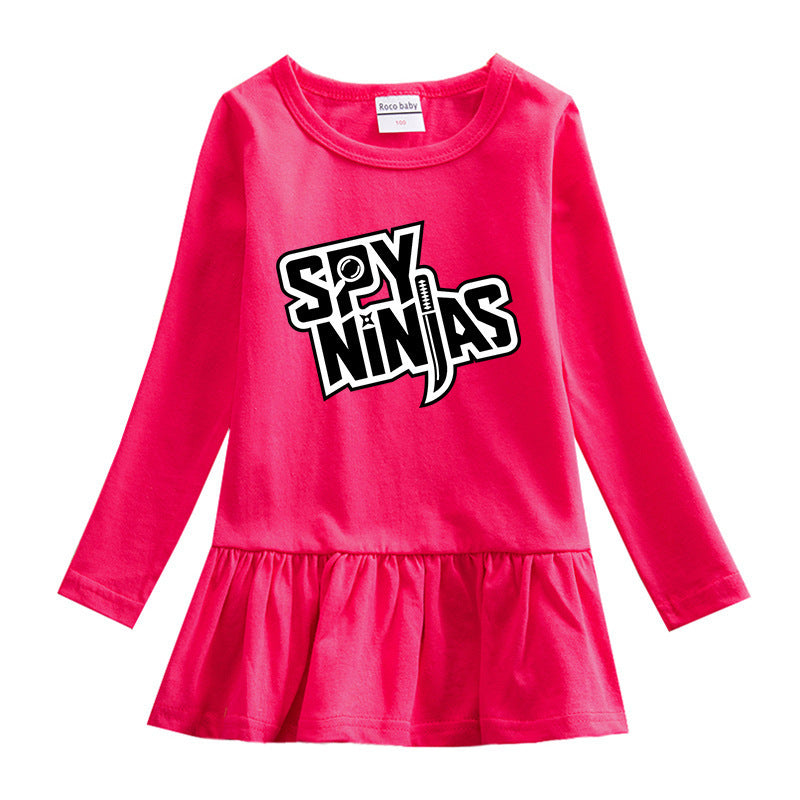 Girls' round neck cotton dress