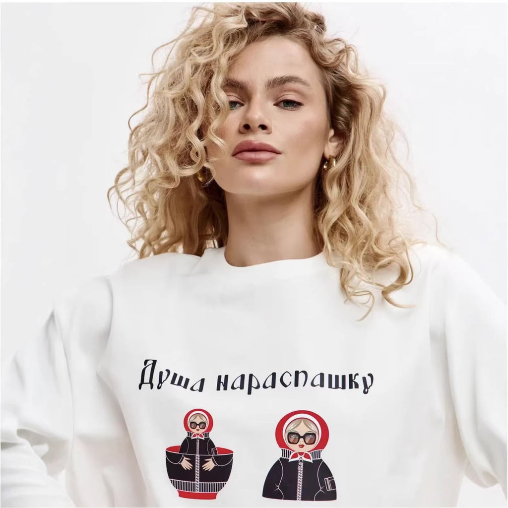 Anime printed loose T-shirt top