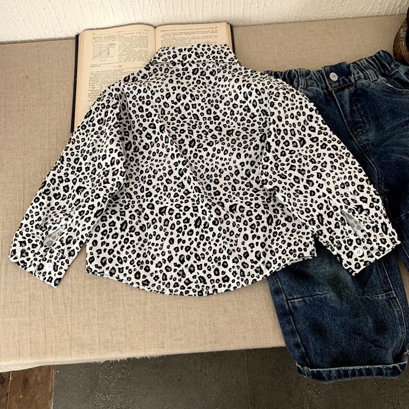 Boys' shirt leopard print versatile children's jacket
