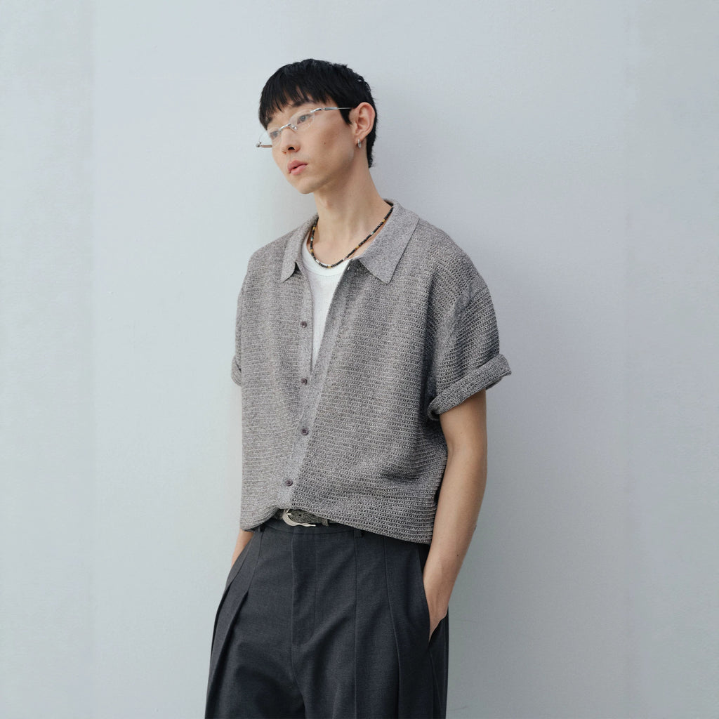 Classic Knit Short Sleeve Shirt for Men